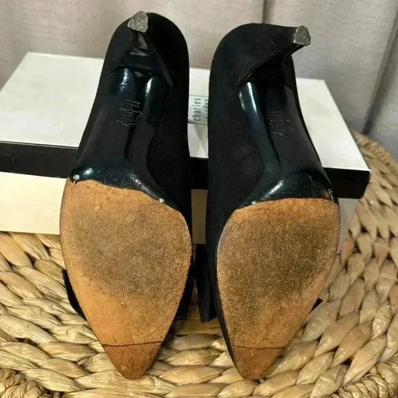 Charles Jourdan Suede Vintage Black Heels Bow Size 8 - Picture 8 of 9